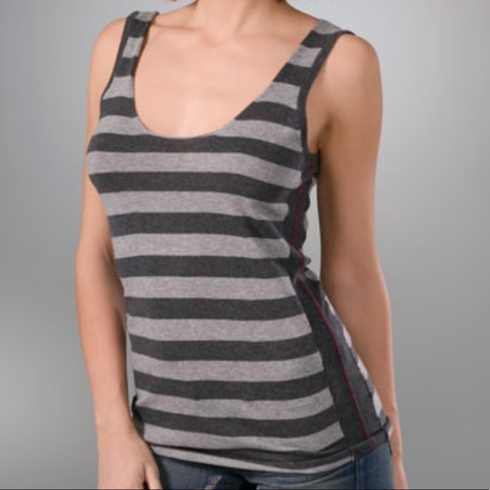 Splendid Gray and Charcoal Striped Tank Top